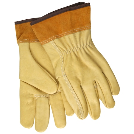 Mcr Safety Gloves, Cow Grain Mig/Tig Welder Glove L, 12PK 4903LL